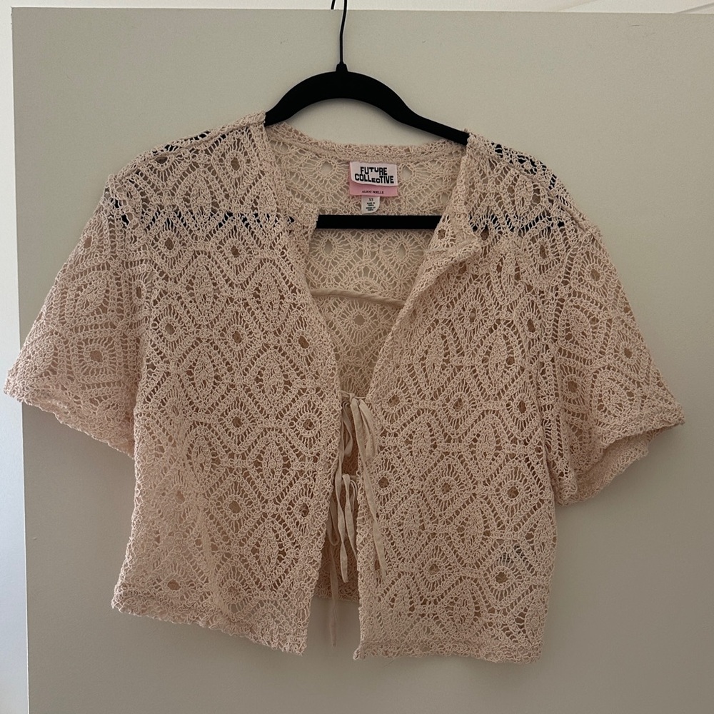Crochet Lace Beige Blouse